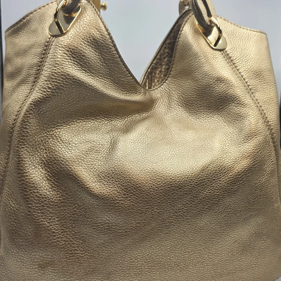 Michael Kors Gold Textured Shoulder Bag - Picture 5 of 15